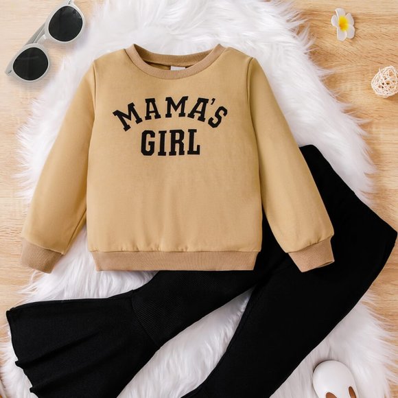 MAMA'S GIRL GRAPHIC SWEATSHIRT AND FLARE PANTS SET - Picture 1 of 5